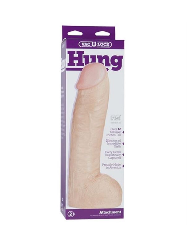 Насадка-фаллоимитатор Doc Johnson Realistic Hung Vac-U-Lock 31 см, телесная 1015-27 - Doc Johnson - Для страпонов со штырьком - Купить