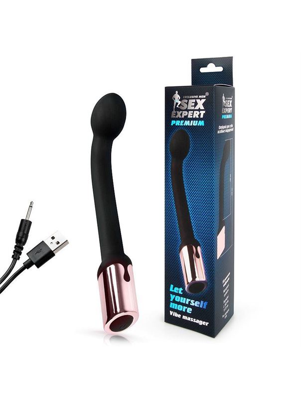 Черный перезаряжаемый вибростимулятор простаты (22 см)