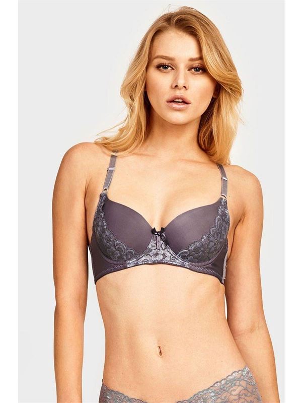 Бюстгальтер с формованными чашками, отделанными кружевом
