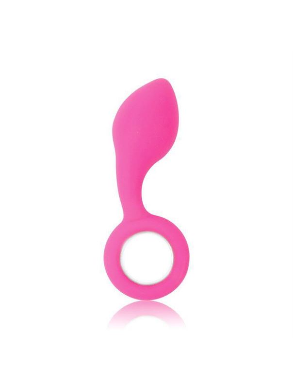 Каплевидная анальная пробка с круглым ограничителем розового цвета