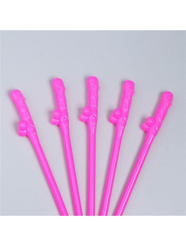 Розовые коктейльные трубочки в виде пениса (5 шт)
