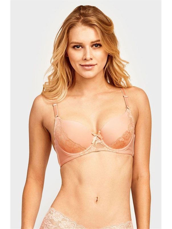 Бюстгальтер с формованными чашками, отделанными кружевом