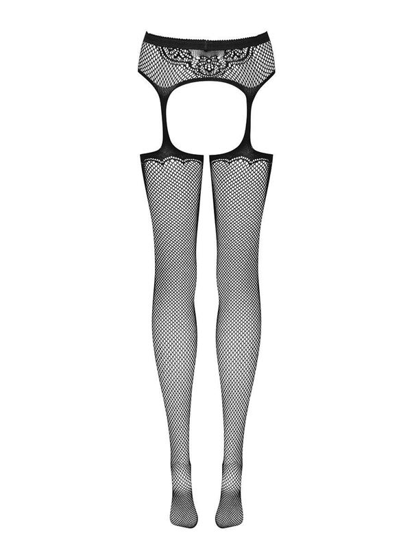 Чулки в сетку на эластичном поясе