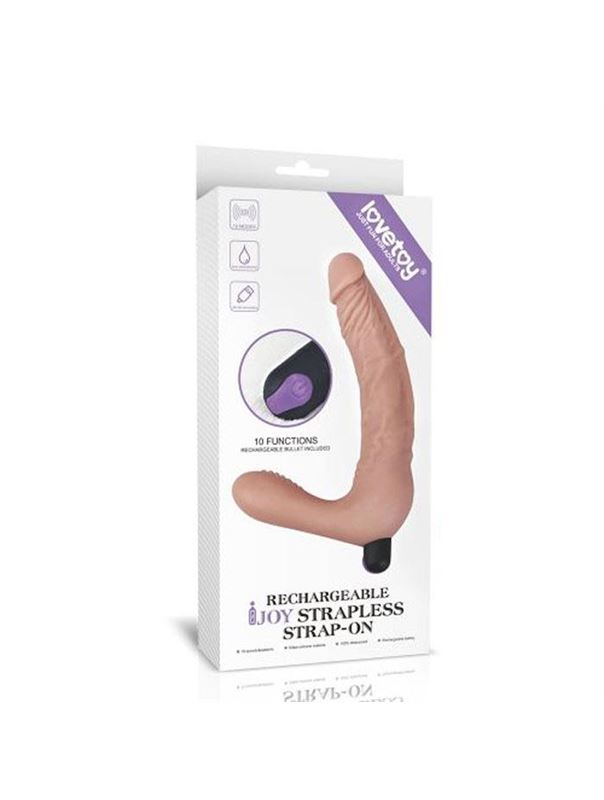 Телесный безремневой вибрострапон Rechargeable iJOY Real Strapless Strap-on (21 см)