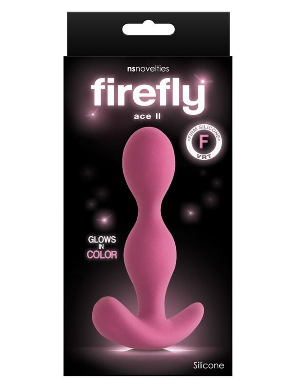 Розовая силиконовая анальная пробка-елочка Firefly - Ace II Plug (10,2 см)