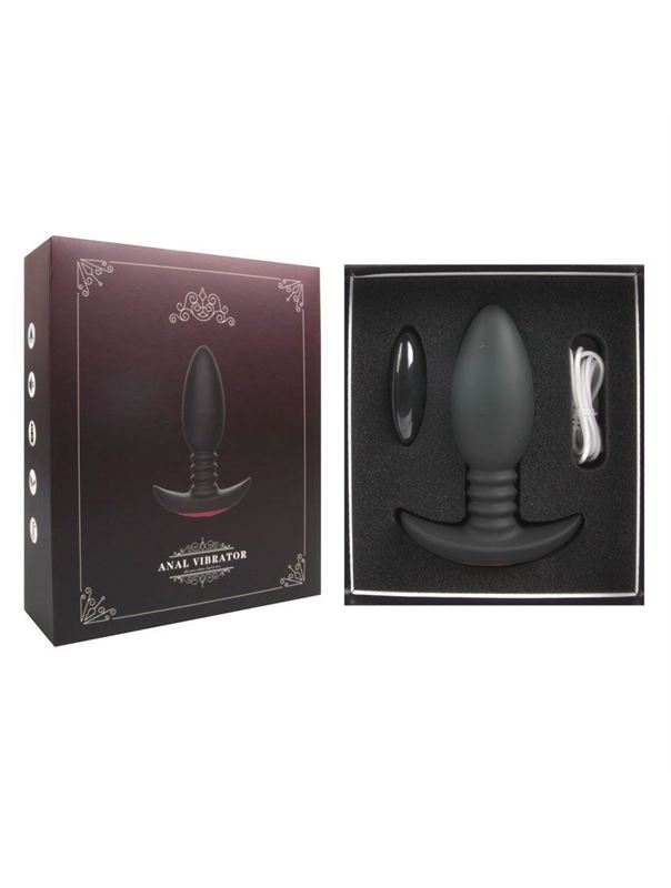 Черная анальная вибропробка Anal Vibrator с пультом ДУ (13,5 см)