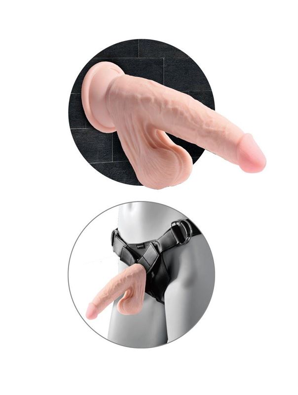 Телесный фаллоимитатор на присоске 8" Triple Density с подвижной мошонкой (20,3 см)