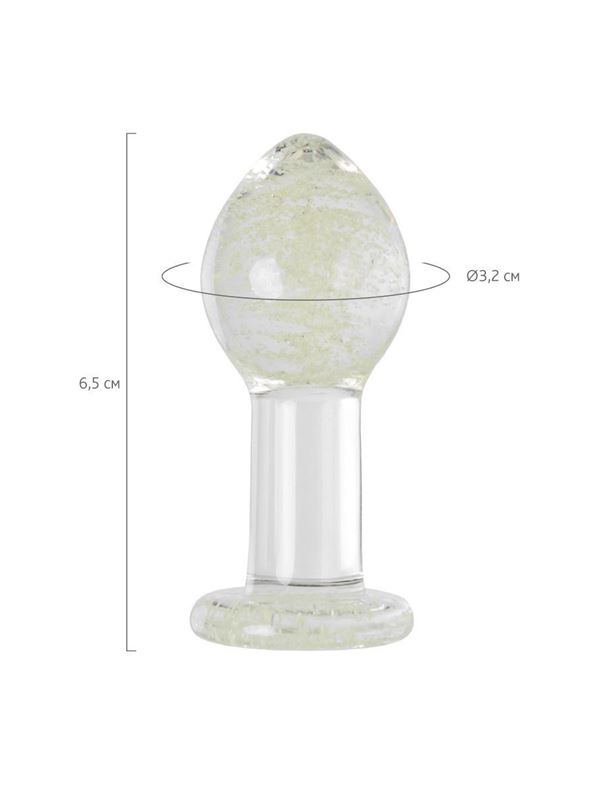 Прозрачная, светящаяся в темноте анальная пробка (6,5 см)