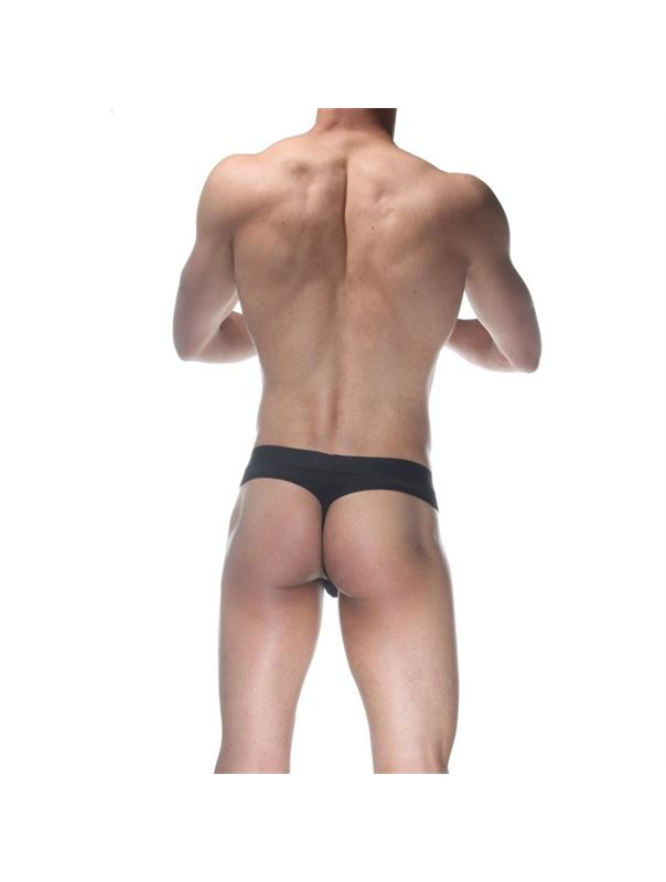 Черные мужские трусы-стринги с широкой резинкой