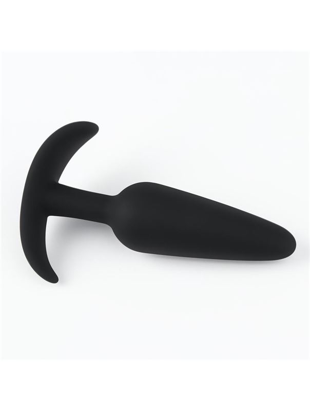 Черная силиконовая анальная пробка Soft-touch (10 см)