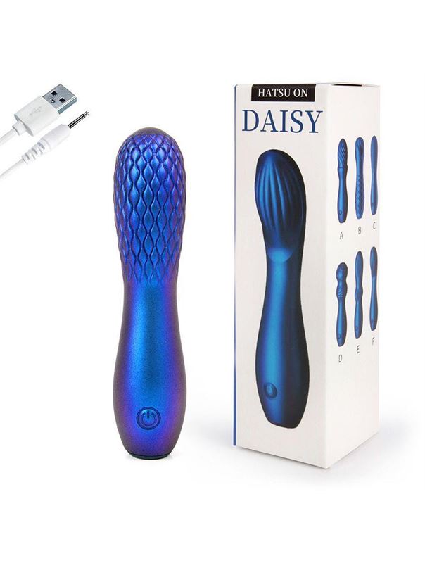 Синий вибромассажер с рельефной головкой (14 см)