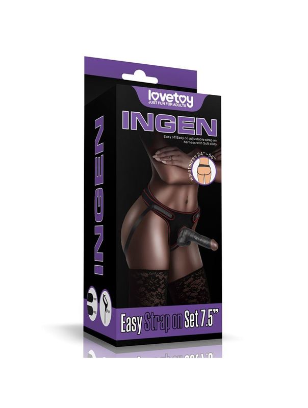 Темнокожий женский страпон на ремешках Easy Strapon Set 7.5" (20 см)