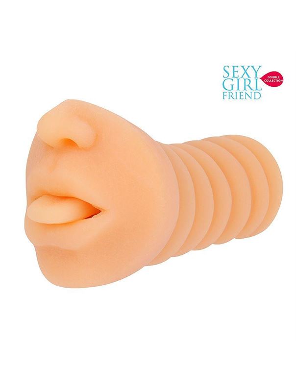 Телесный мастурбатор ротик с высунутым язычком