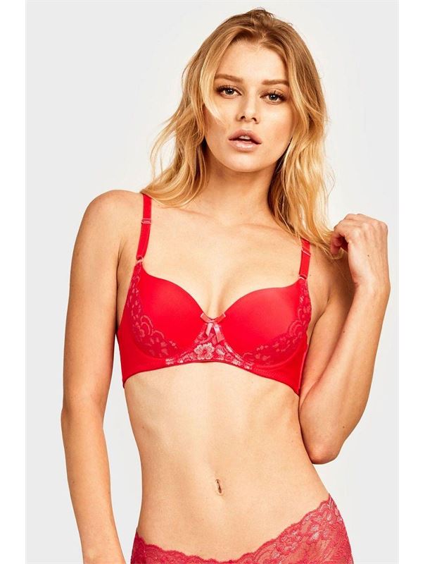 Бюстгальтер с формованными чашками, отделанными кружевом
