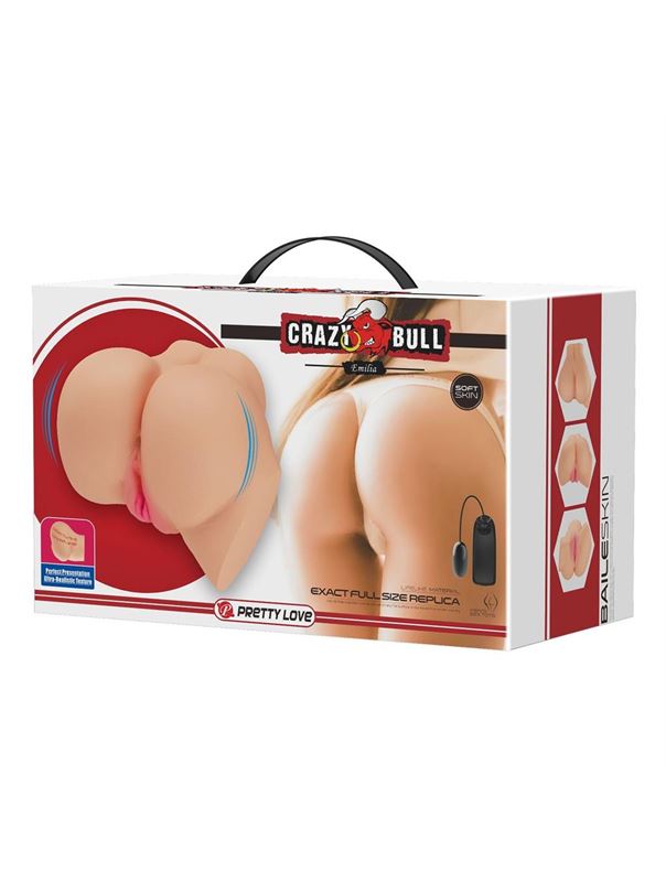 Телесный мастурбатор-полуторс Emilia с вибрацией