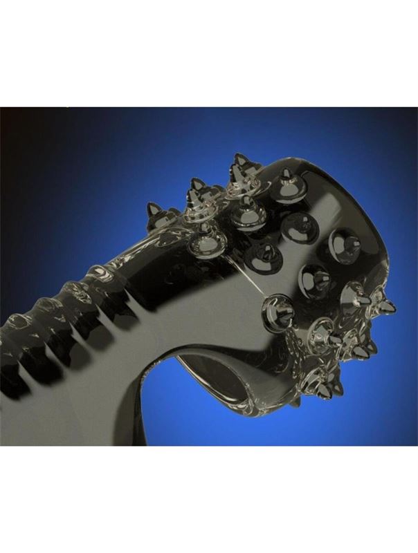 Черная рельефная насадка на пенис «Оки-Чпоки» с усиками