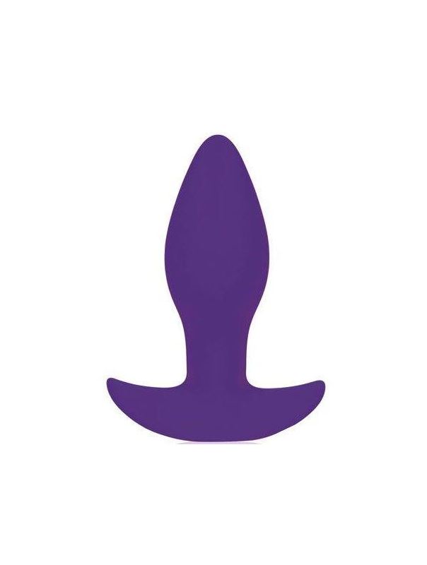Фиолетовая коническая анальная вибровтулка с ограничителем (8,5 см)