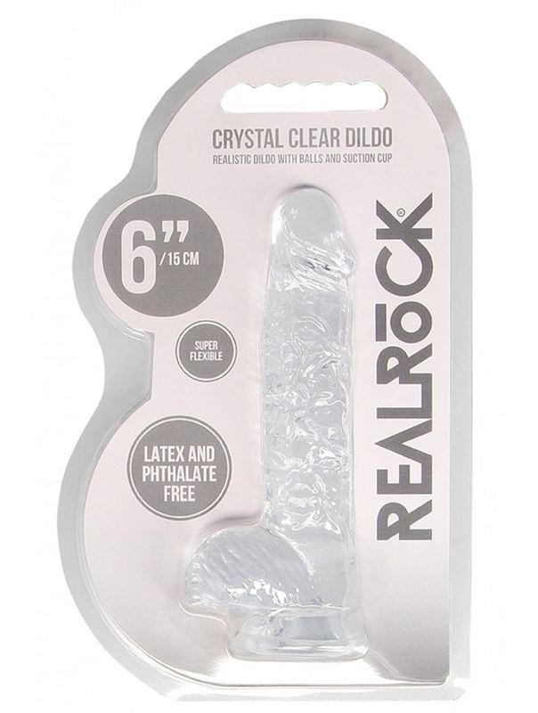 Прозрачный фаллоимитатор Realrock 6" Crystal Clear Dildo (17 см)