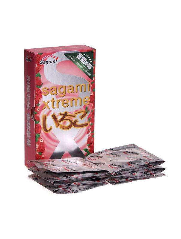 Презервативы Sagami Xtreme Strawberry c ароматом клубники (10 шт)