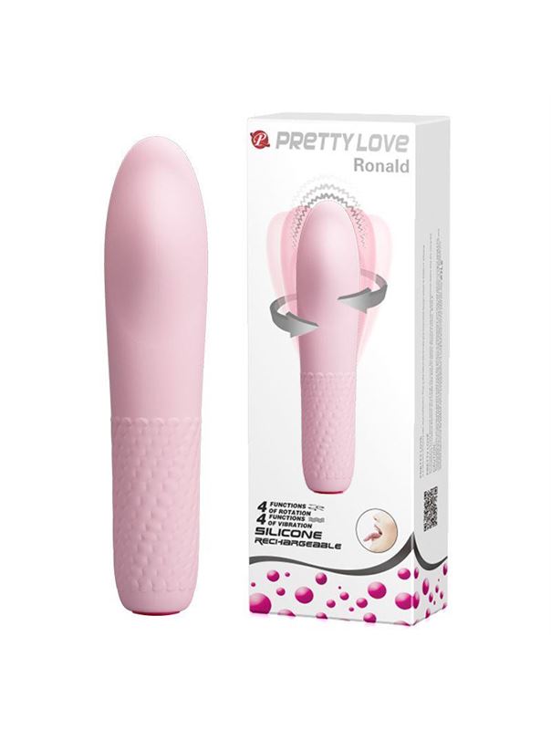 Нежно-розовый вибратор-ротатор Burke (16 см)