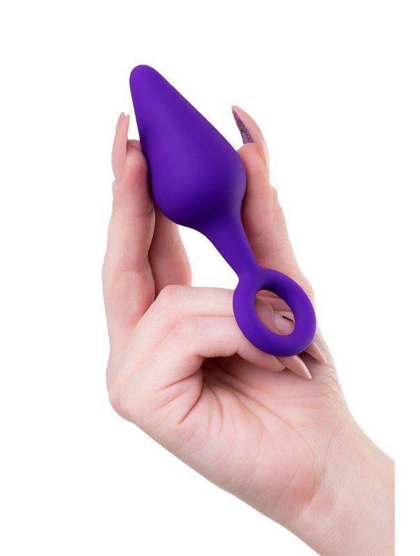 Фиолетовая анальная пробка с ограничительным колечком (11,5 см)