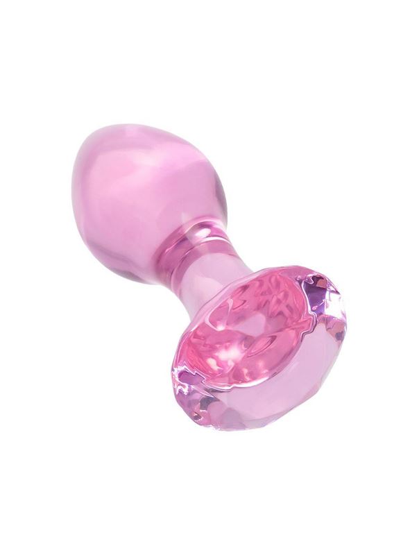 Розовая анальная втулка из стекла (8,5 см)