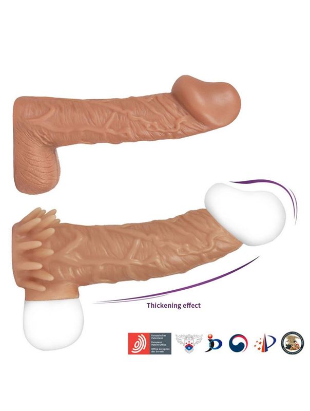Телесная насадка с усиками и открытой головкой Nude Sleeve L (14 см)