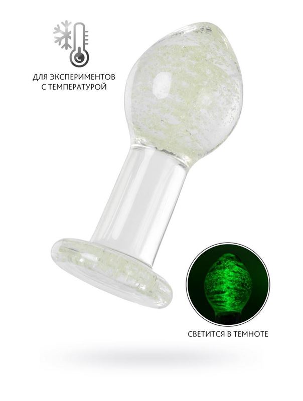 Прозрачная, светящаяся в темноте анальная пробка (6,5 см)