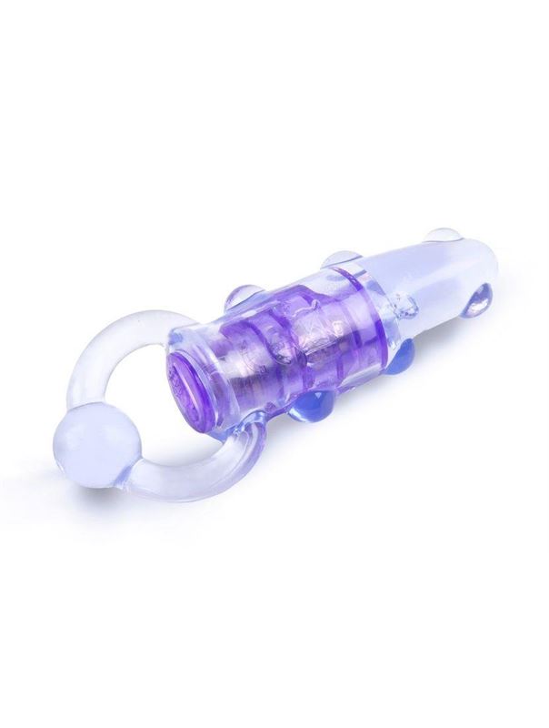 Фиолетовое эрекционное кольцо с удлиненным клиторальным стимулятором