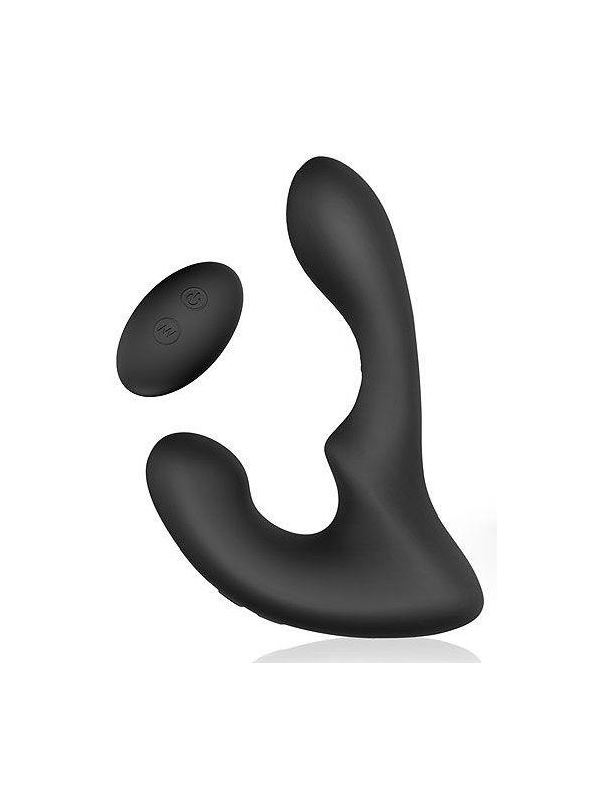 Черный силиконовый вибромассажер простаты с пультом ДУ