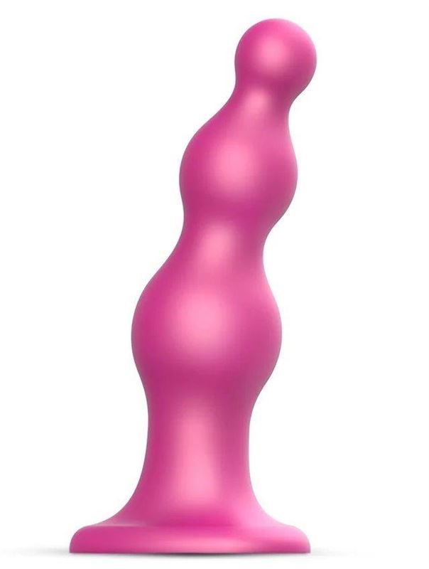 Розовая насадка Strap-On-Me Dildo Plug Beads - размер L