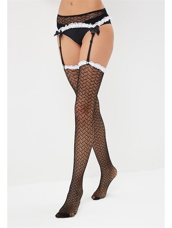 Чулки с поясом и контрастным кантом