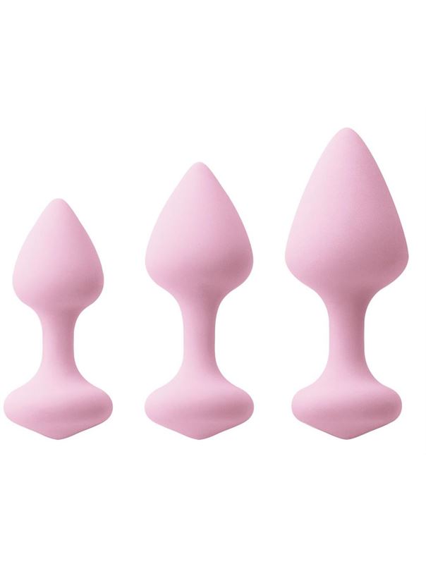 Набор из 3 нежно-розовых анальных пробок Triple Kiss Trainer Kit