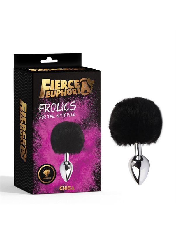 Серебристая анальная пробка с заячьим хвостиком Frolics Fur Tail Butt Plug