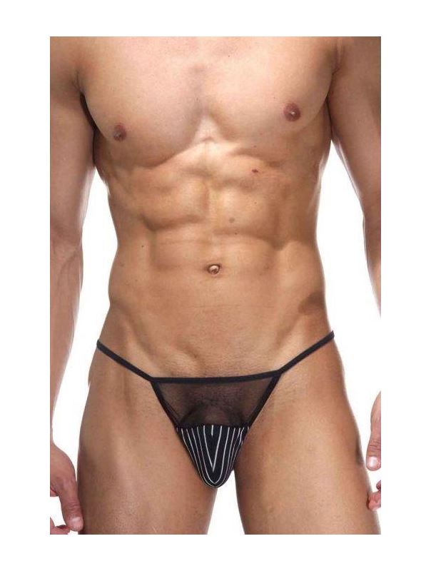 Мужские трусы-стринги с нижней частью в полоску