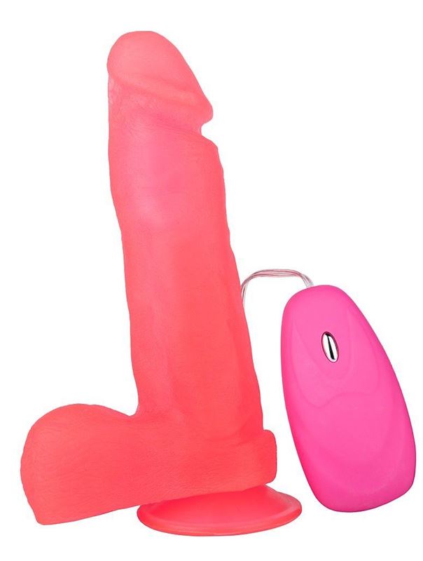 Розовый гелевый вибратор на присоске (19 см)