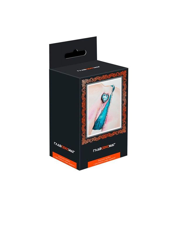 Серебристая анальная пробка с прозрачным кристаллом-сердцем (7 см)