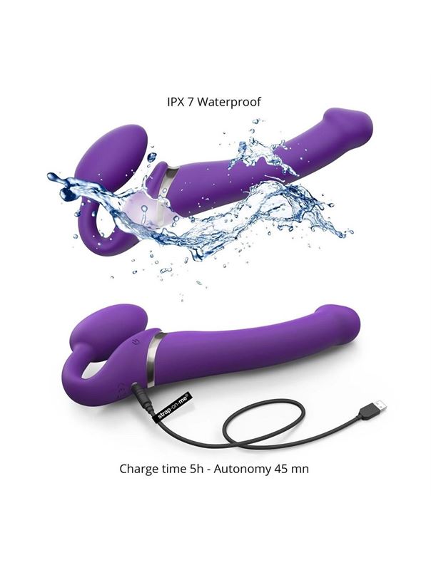 Фиолетовый безремневой вибрострапон Silicone Bendable Strap-On - размер XL