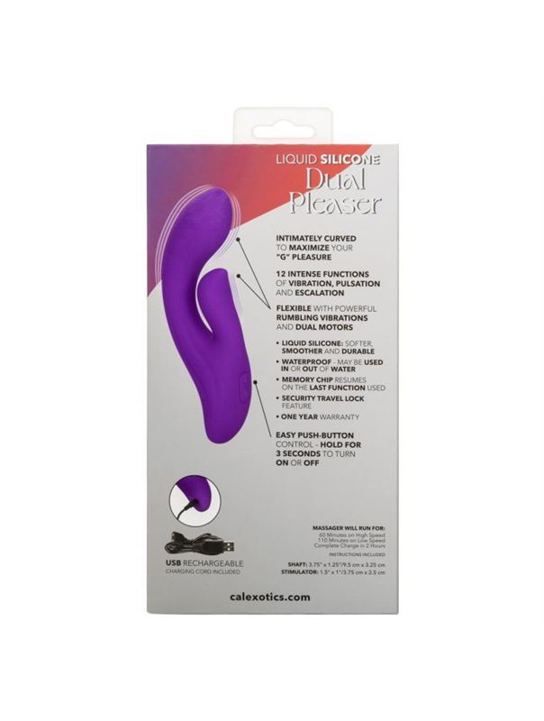Фиолетовый вибратор кролик Stella Liquid Silicone Dual Pleaser (17,25 см)