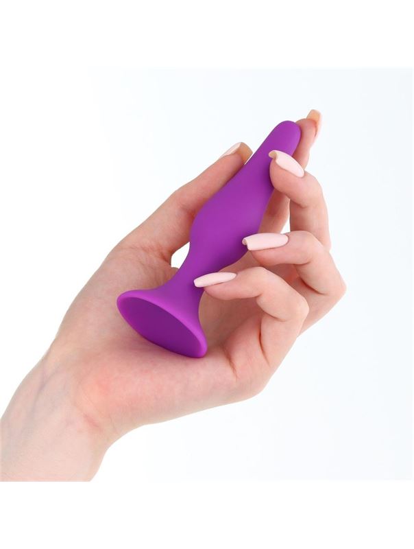 Фиолетовая коническая силиконовая анальная пробка Soft (10,5 см)