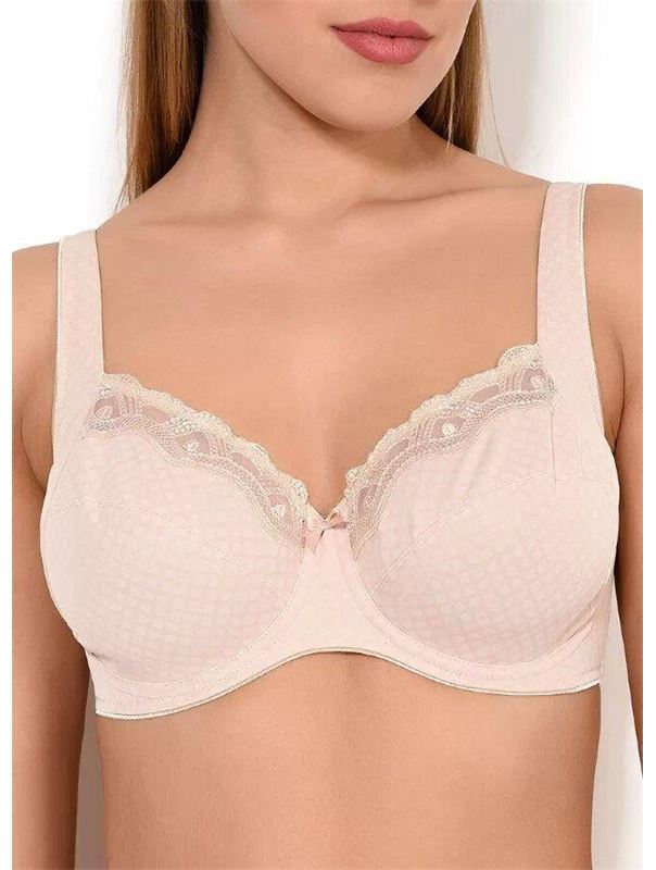 Бюстгальтер на косточках с кружевной отделкой и боковым подкроем
