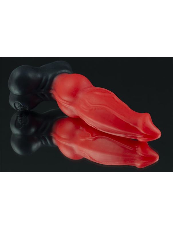 Красно-черный фаллоимитатор собаки Дог Mini (18 см)