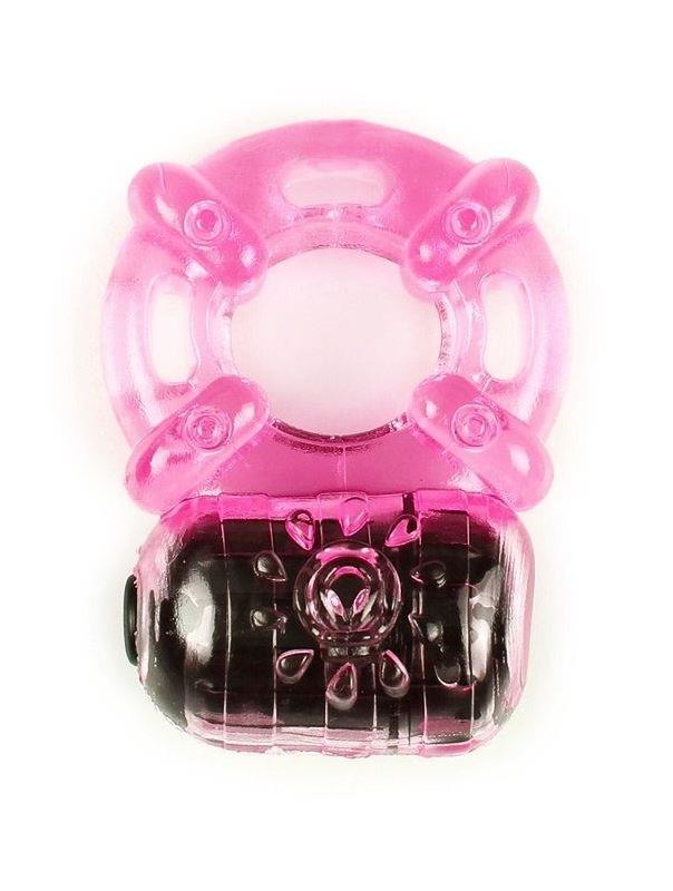 Розовое эрекционное кольцо c вибропулей