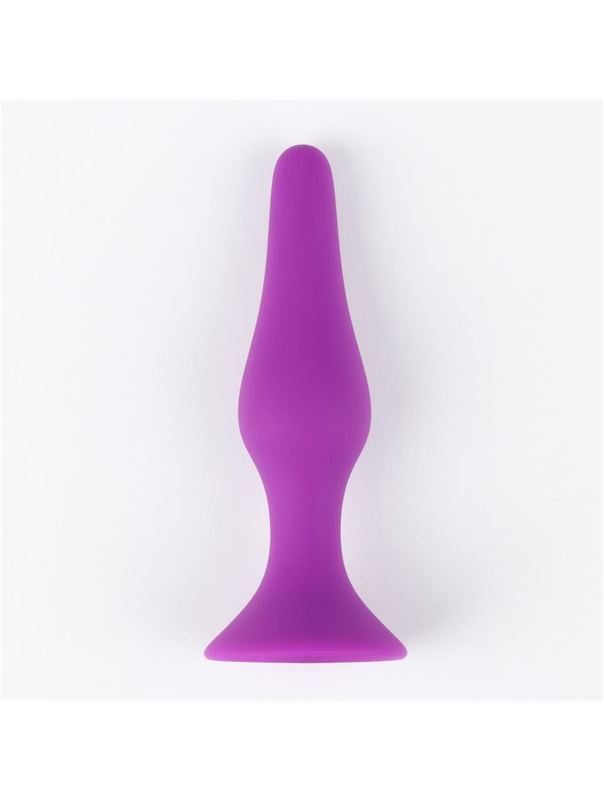 Фиолетовая коническая силиконовая анальная пробка Soft (13 см)
