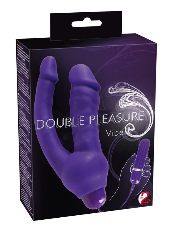 Фиолетовый анально-вагинальный вибратор с выносным блоком управления (16 см)