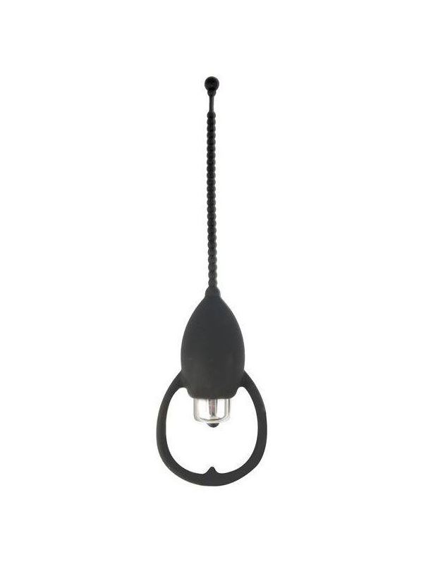 Чёрный уретральный стимулятор с 7 режимами вибрации