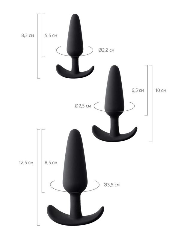 Набор из 3 черных анальных втулок Eridani