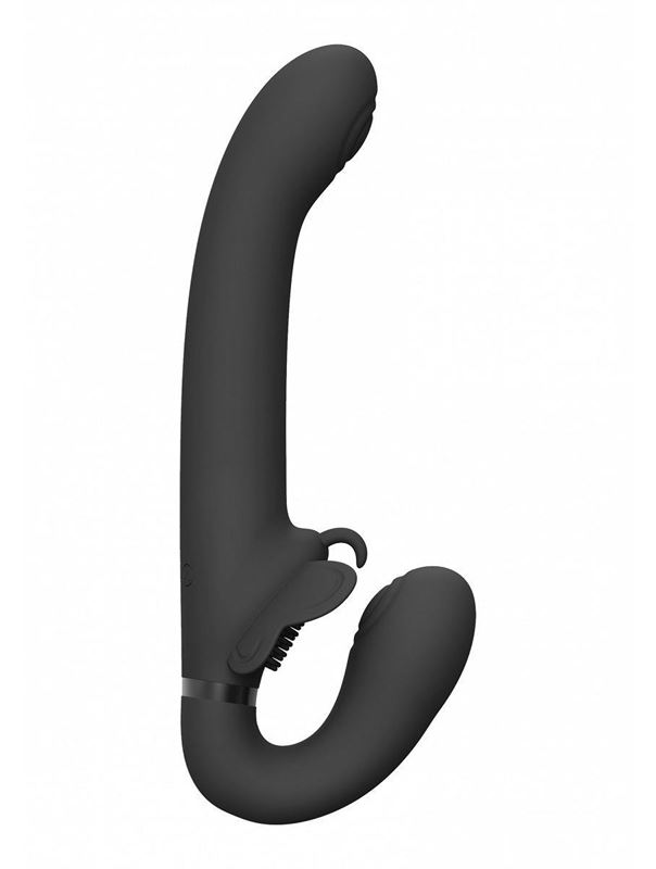 Черный женский безремневой вибрострапон Satu (23 см)
