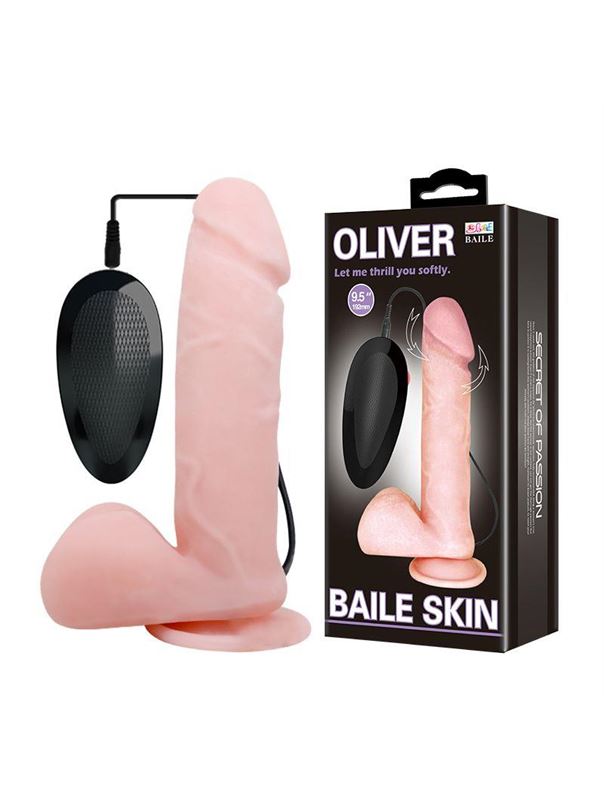 Телесный вибратор-ротатор с присоской Oliver (19,5 см)