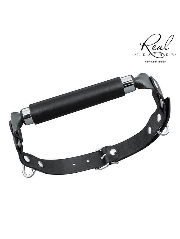 Черный кожаный кляп-трензель